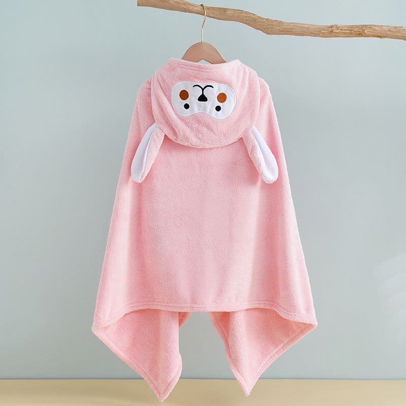 image-Bo Chuhui Long-eared Monkey Hooded Bathrobe - Purple Coral Fleece