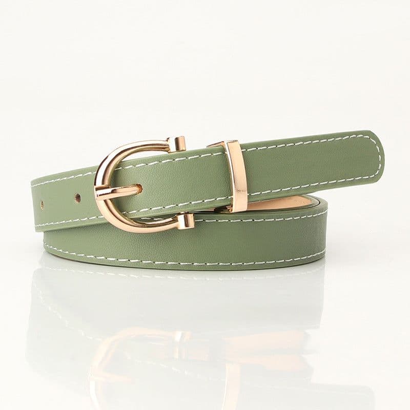 image-Korean Fashion Belt for Ladies - Imitation Leather, Alloy Buckle, Decorative Thin Jeans Belt