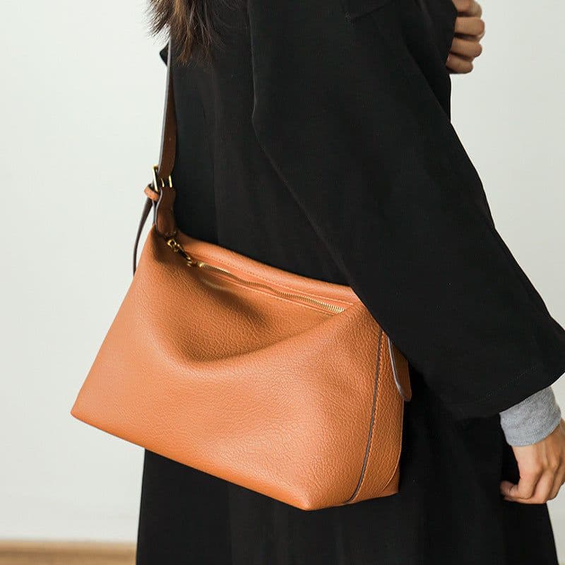 image-Self-operated Large Capacity Crossbody Bag - Dark Brown PU 2023