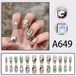 image-Autumn and winter gentle and pure desire simple style wearable manicure patches short, medium and long style white removable fake nail patches
