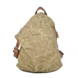 image-Waterproof Retro Backpack Tooling Retro Oil Wax Canvas Bag Ami Khaki Men's Leather Outdoor Travel Backpack