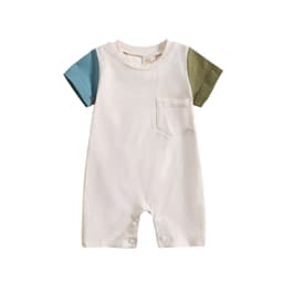 image-Baby Romper Summer Short Sleeve Army Green Blue 100cm