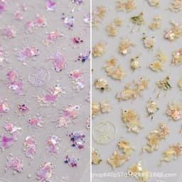 image-Shell Light Gold Koi Nail Stickers - Aurora Pink
