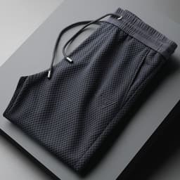 image-Weiyi Waffle Casual Pants Men - Black 5XL