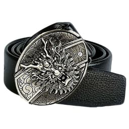image-Men's Belt Knife - Trendy PU Leather, Alloy Buckle, 130cm