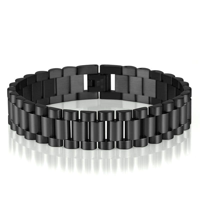image-Stainless Steel Men's Bracelet 15mm Wide Adjustable