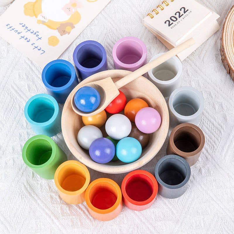 image-Wooden Bead Matching Game for Kids, 3-6 Years Color Recognition Toy
