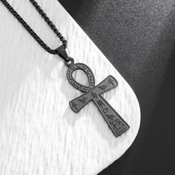 image-Egyptian Ankh Cross Titanium Steel Necklace - Unisex Silver Jewelry