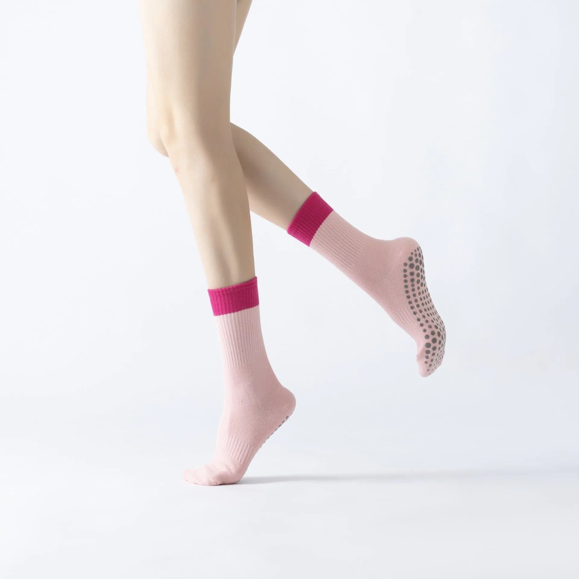image-Two-Tone Yoga Socks - Cotton Non-Slip Pilates Fitness