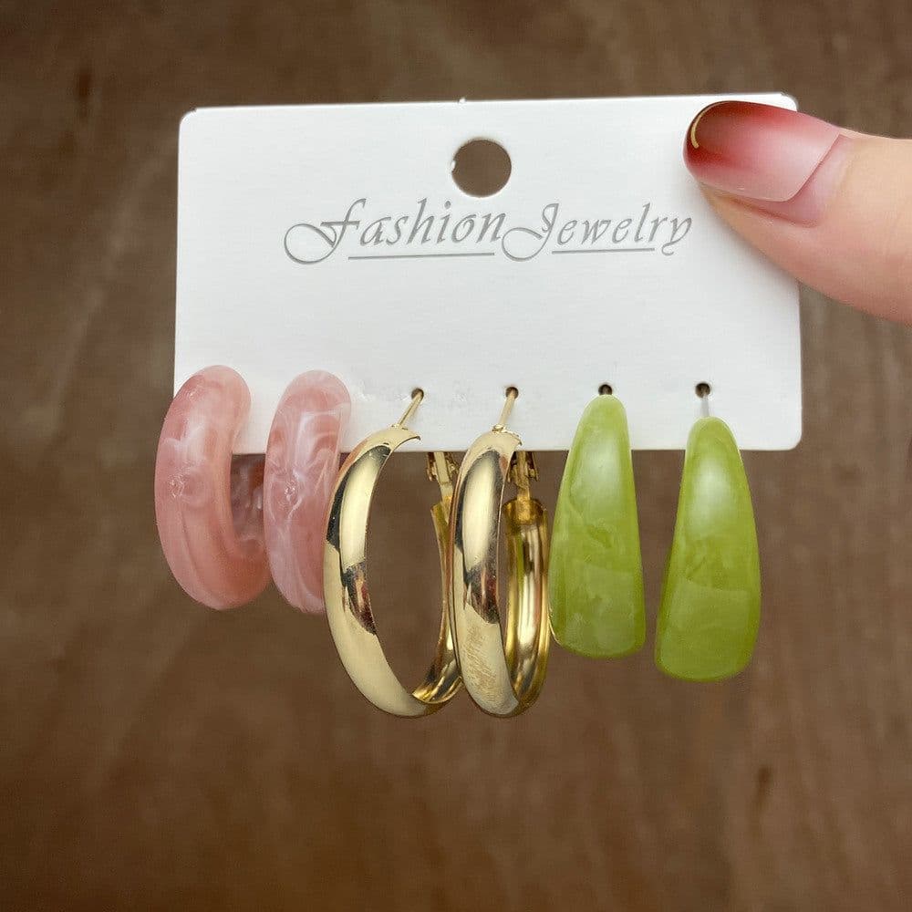 image-Acrylic Pearl Earring Set - 5 Pairs Mixed Style Women