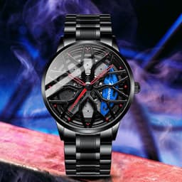 image-SVJ Men's Quartz Watch - 3D Hollow Forged Wheel Design