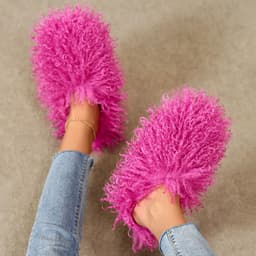 image-Women's Fur Slippers - Warm Home Cotton Slides