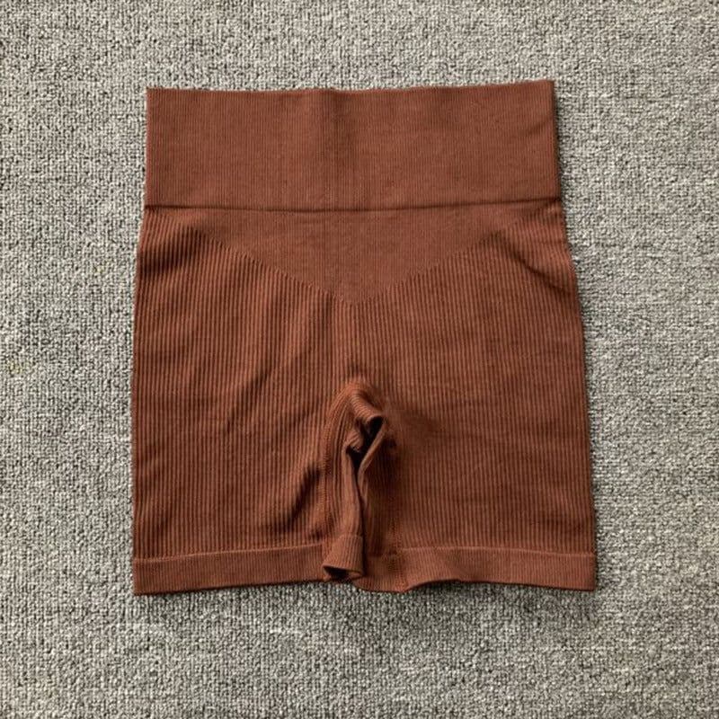 image-2021 Yoga Suit - Brown Four-Piece Set, Short Sleeve, Leggings, Size S