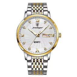 image-POEDAGAR Men's Watch 42mm Waterproof Stainless Steel