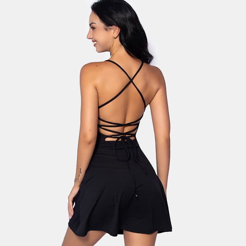 image-European and American cross-border hot-selling sexy back golf tennis skirt dress gym sports yoga clothes