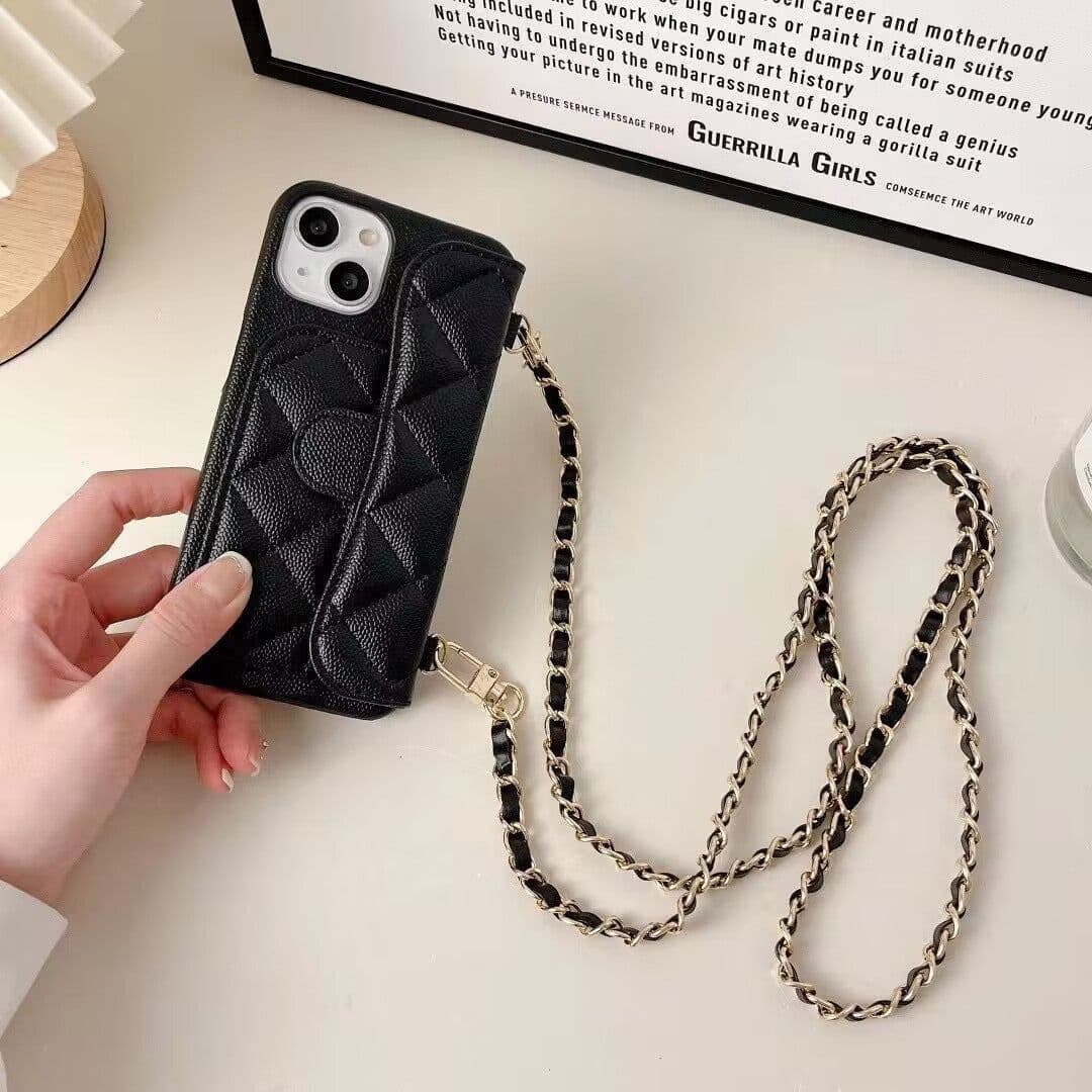 image-iPhone Leather Card Holder Case with Strap