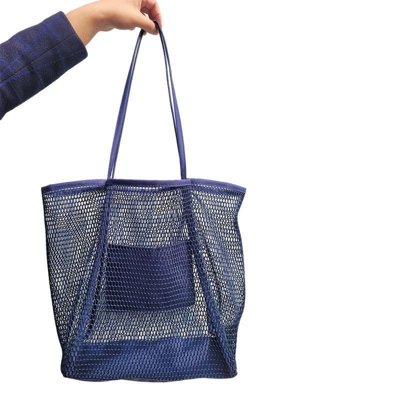 image-European Large Capacity Beach Tote Bag - Mesh