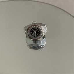 image-European Fashion Punk Watch Ring - Couples Mini Clock, Elastic, Retro (65 characters)