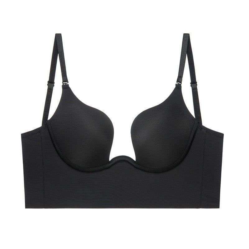 image-U-Shaped Backless Bra - Small Glossy Black
