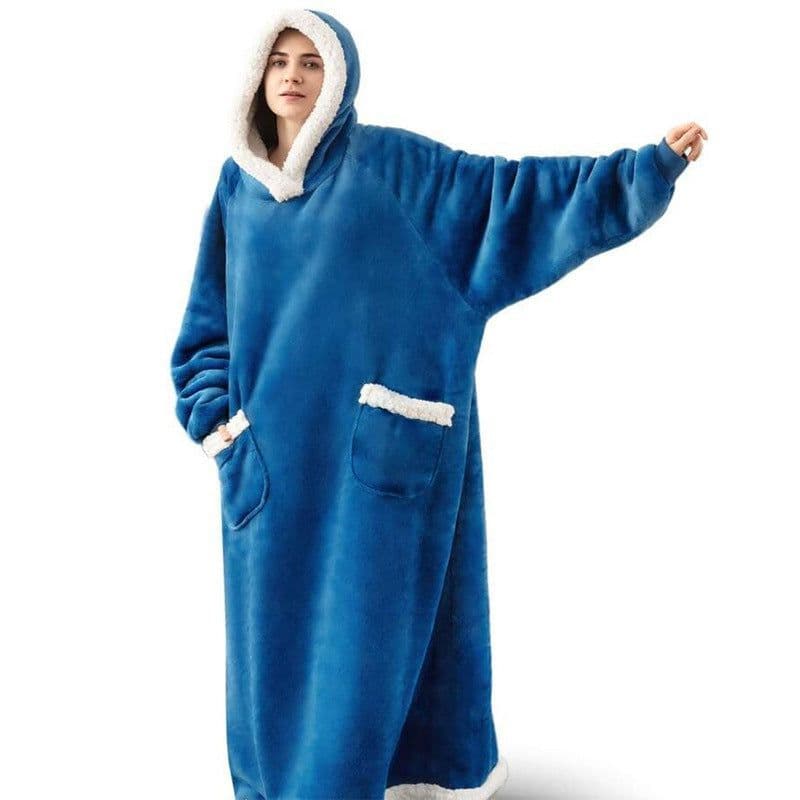 image-Winter blanket extra long vertical pocket fleece lazy blanket flannel lambswool TV TV blanket bathrobe