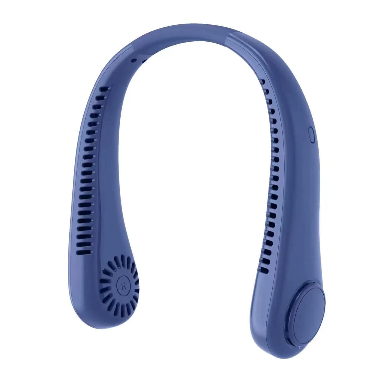 image-Douyin Neck Fan - 1800 Capacity Blue, USB, Foldable, Mute, 5W