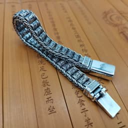 image-S925 Silver Prayer Wheel Bracelet - Six Character Mantra Beads