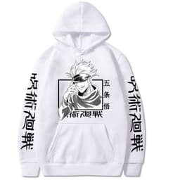 image-Gojo Satoru Anime Hoodie - Black Fleece Pullover