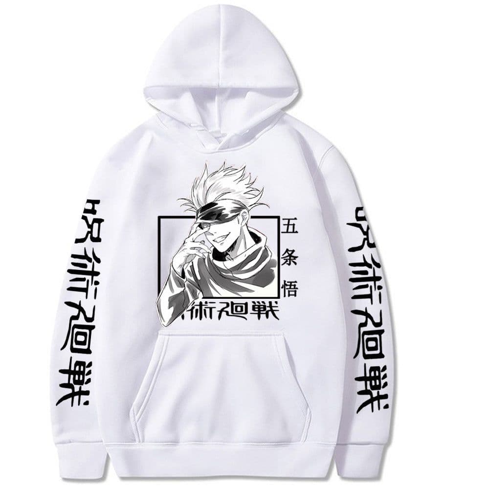 image-Gojo Satoru Anime Hoodie - Black Fleece Pullover