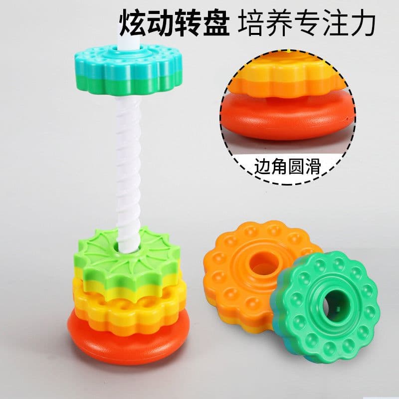 image-Jufan Rainbow Stacking Ring Tower Baby Toy