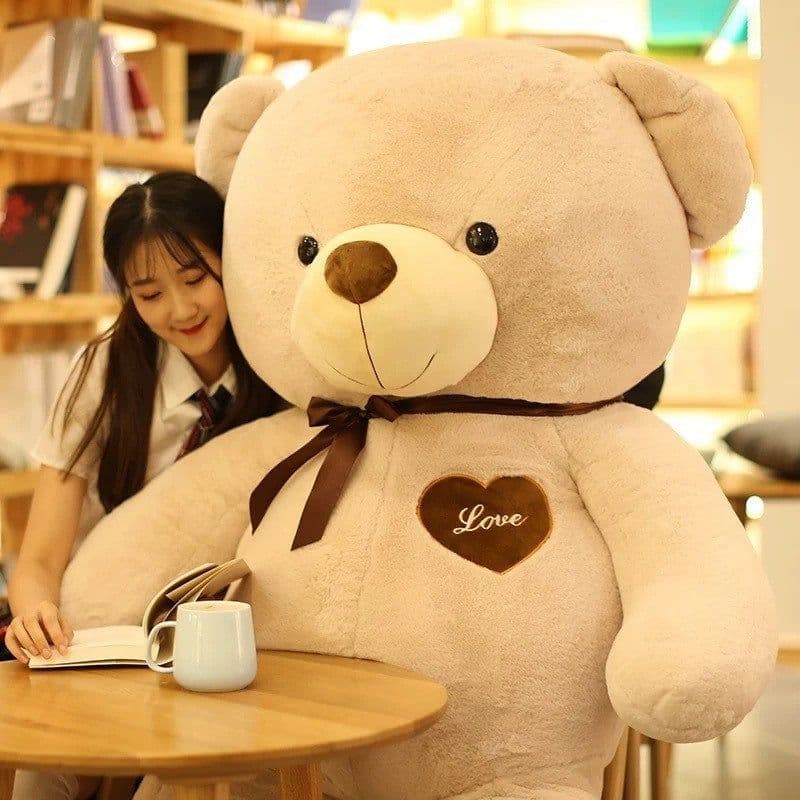 image-Oversized Plush Teddy Bear - Chocolate Ribbon 60cm
