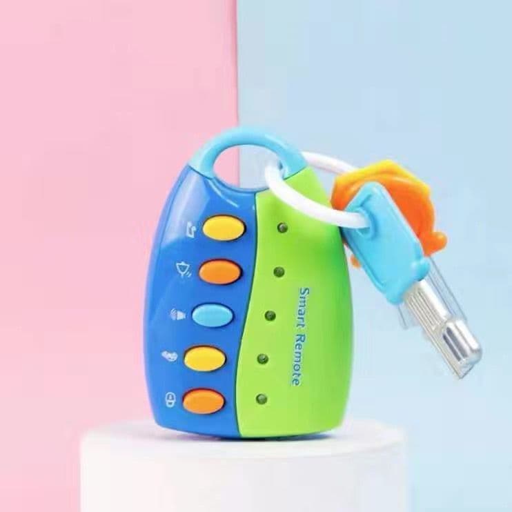 image-Cross-border children's simulation remote control car key lock toy light music baby early education educational toy stall