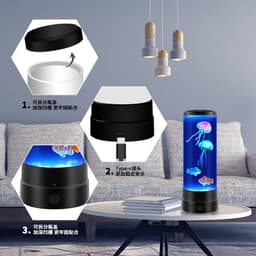 image-Jellyfish LED Night Light - Colorful Remote Control Desk Lamp