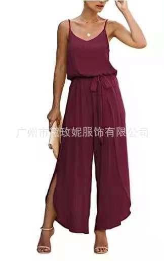 image-Women's Wide Leg Jumpsuit - Sleeveless Black