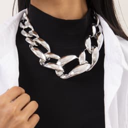 image-European and American cross-border jewelry hip-hop punk thick chain hollow pendant female street snap buttons exaggerated single-layer necklace