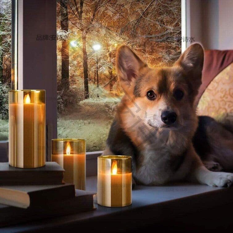 image-Electroplated Glass Candle Holder - LED Simulation