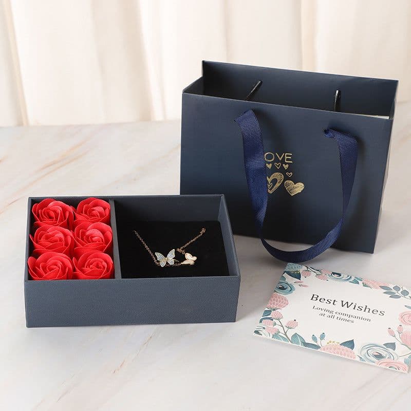 image-Love Jewelry Box Six Roses - Feather Pink