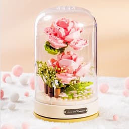 image-Jiaqi Music Box Building Blocks Rose 200-400pcs Toy Ornaments JK2675