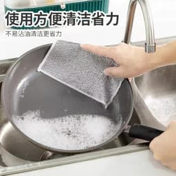 image-Silver Wire Dishcloth, Double-Sided Mesh, Oil-Dipped, Quick-Drying, Stove Cleaning