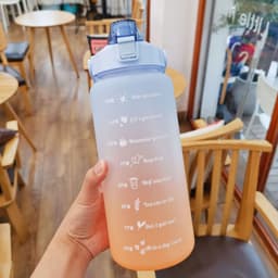 image-Fashion super large capacity outdoor frosted plastic cup gradient sports portable kettle colorful space bomb cover straw cup