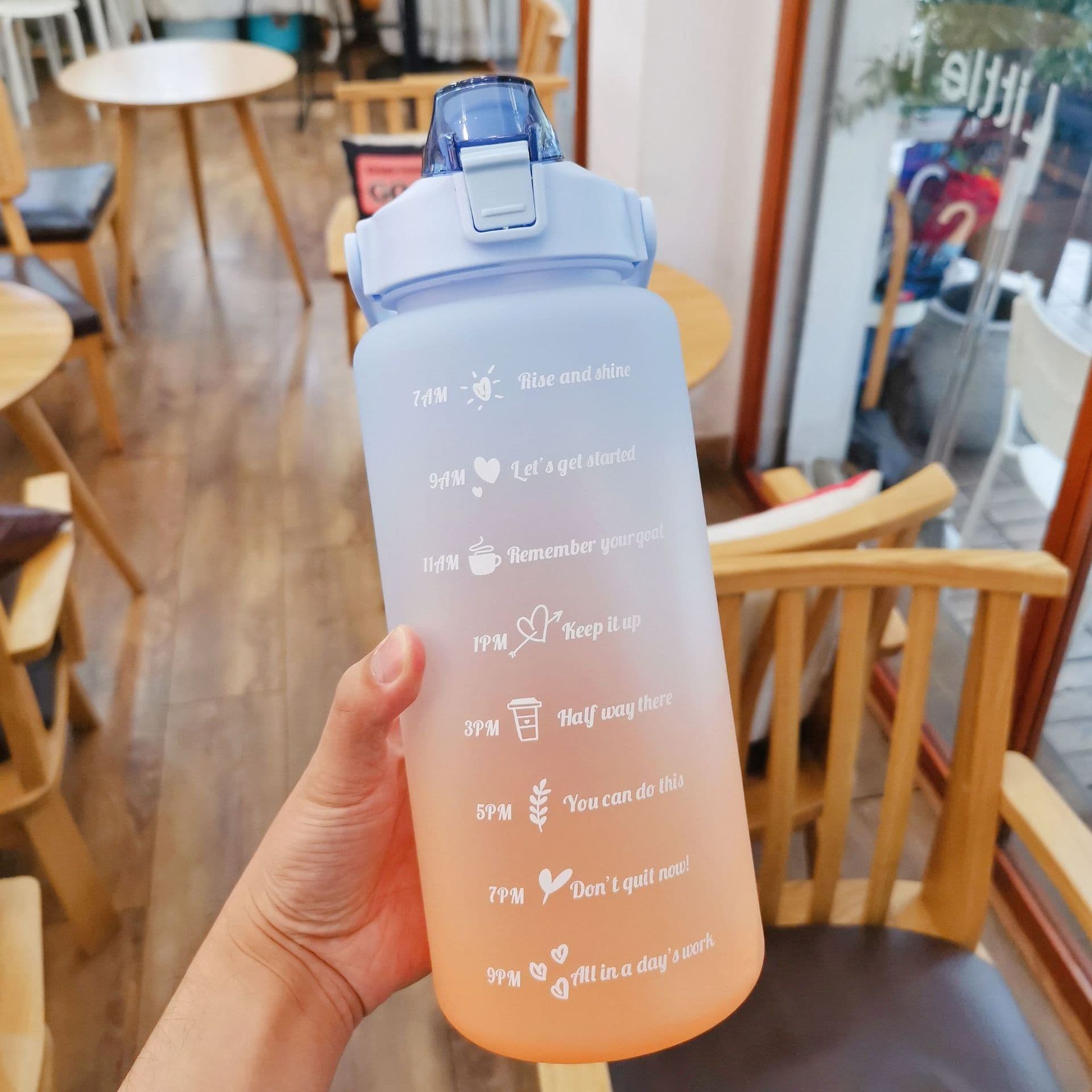 image-Fashion super large capacity outdoor frosted plastic cup gradient sports portable kettle colorful space bomb cover straw cup