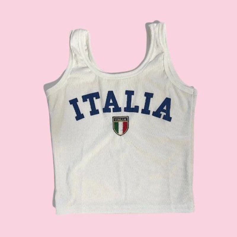 image-European American Y2K Blue Crop Top - Slim Fit