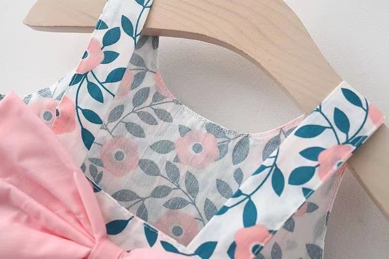 image-Summer 2022 new Korean version of the sling dress female baby print bowknot princess dress one piece on behalf of 1070