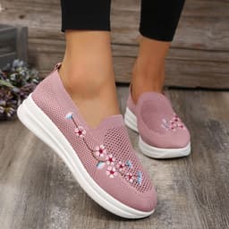 image-Women's Embroidered Loafers - Red Mesh Size 43