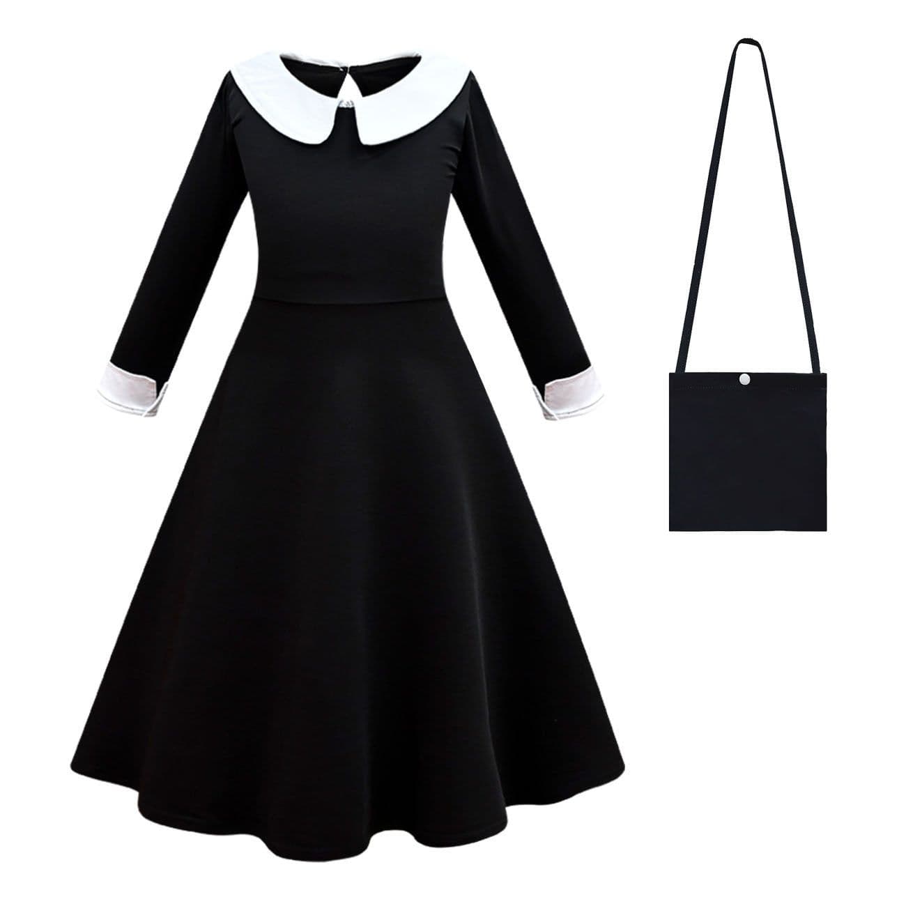 image-Cross-border American drama Addams Family Wednesday COS dress princess dress dark loli girl summer long dress