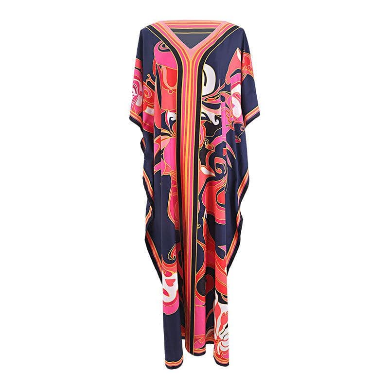 image-European and American new positioning printed blouse seaside holiday long skirt loose blouse bikini swimsuit robe outer wear female