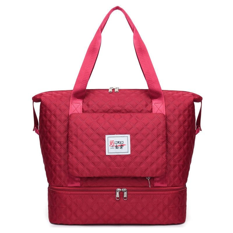 image-Travel Fitness Bag - Red Large Capacity Yoga Shoulder Tote - Dry Wet Separation