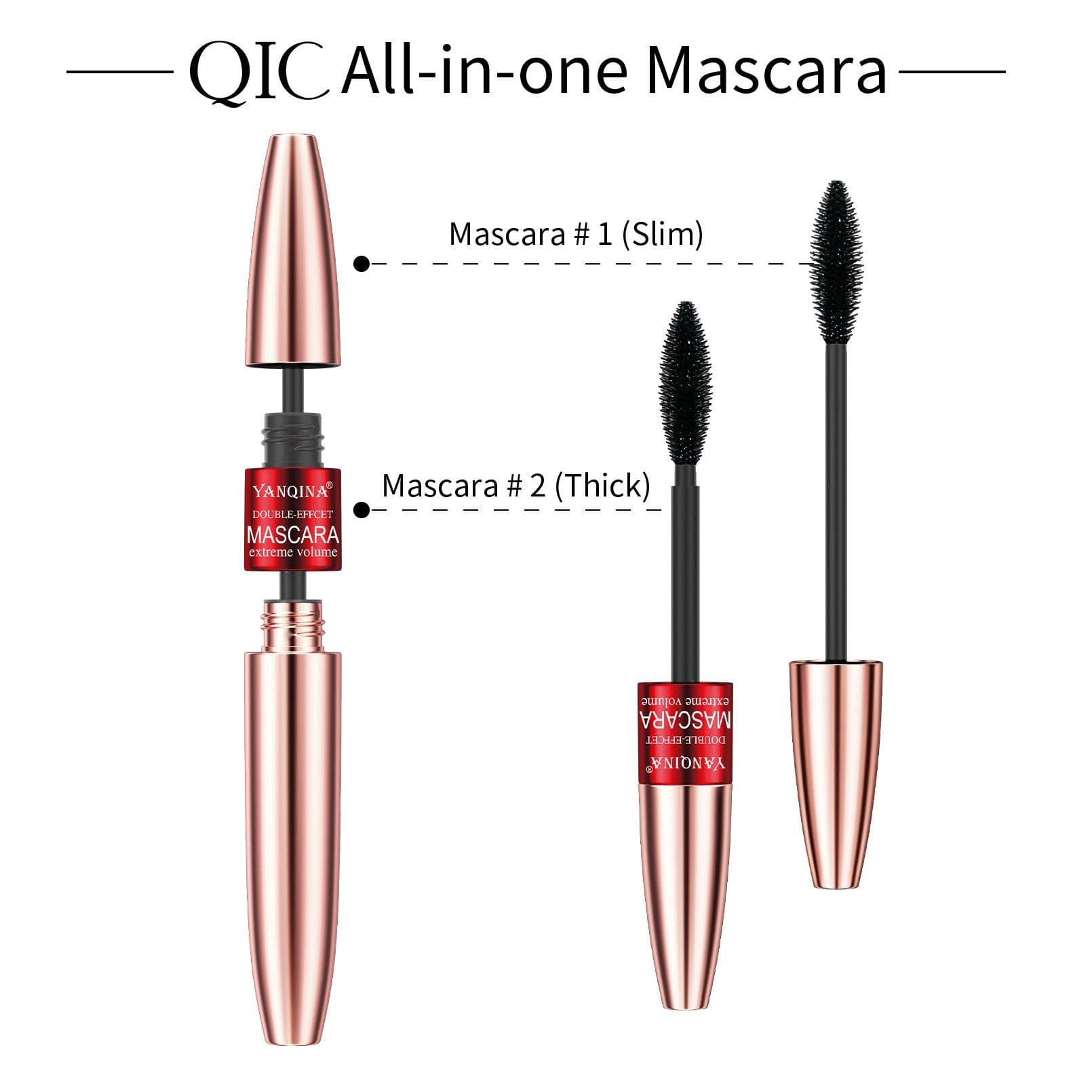 image-YANQINA Dual-Effect Waterproof Mascara - Black 10ml