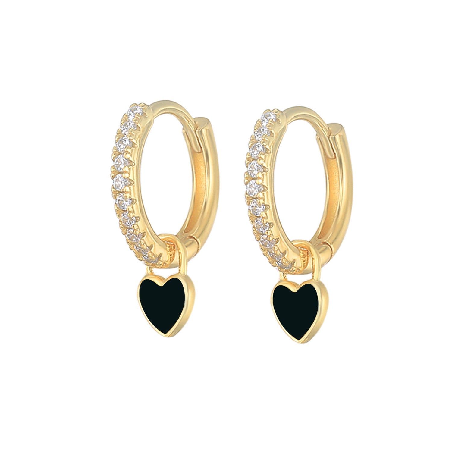 image-S925 Heart-Shaped Earrings - Platinum-White Oil Drop