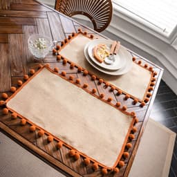 image-Yimanqiyun hemp rope placemat red tassel tableware mat woven color matching festival tassel bowl mat factory direct supply