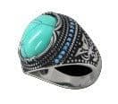 image-Personality Men's Turquoise Titanium Steel Ring